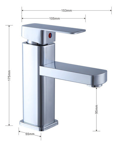 Centralfer Grifería De Baño Griferia Monocomando Cuadrada Plateada 4