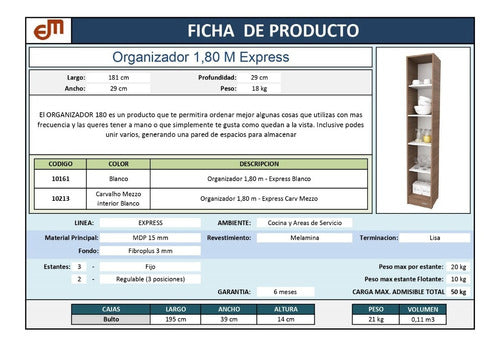 Mosconi Despensero Express Organizer 1.80 Mts Kitchen Bathroom Colors 4