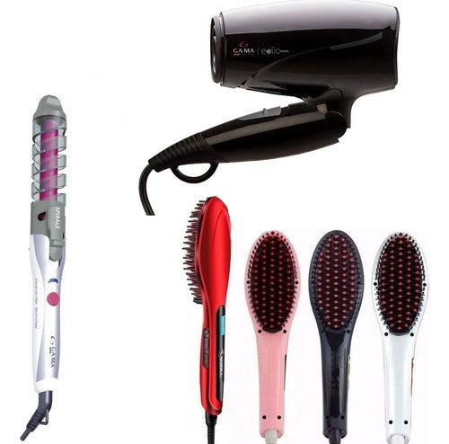 GA.MA Italy Hair Dryer Combo + Straightening Brush + Curling Iron 0