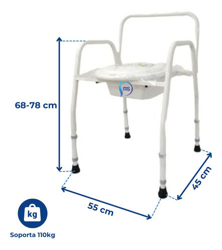 Silla Eleva Inodoro Portatil Ortopédica Regulable Respaldo 3