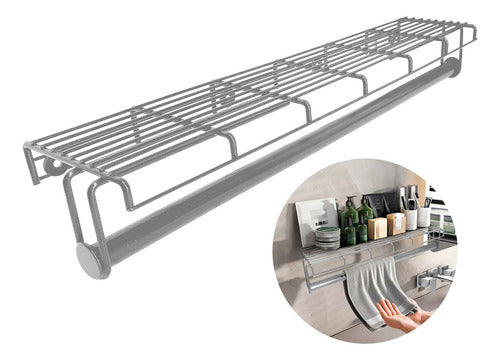 Soluzione Organizador Toallero De Baño 50cm Sanitarios Acero Gris 0