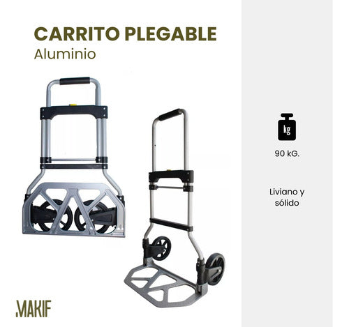 Makif Folding Aluminum Cart 90kg Reinforced Zorra Cart + Tension Strap 1