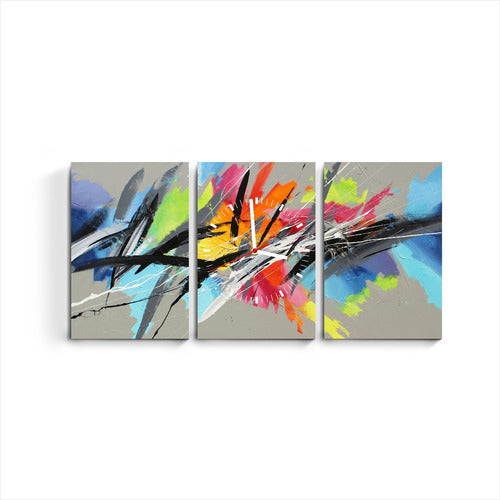 TICTIMEDECO Triptych Wall Clock - Modern Abstract Design 0