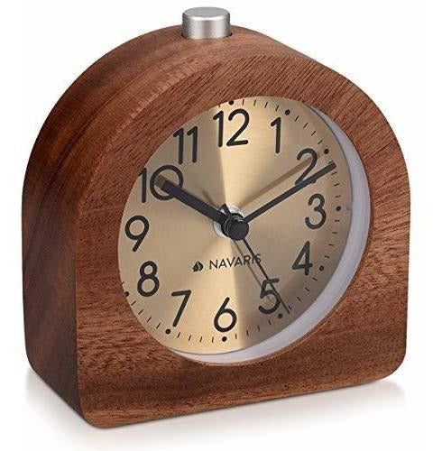 Reloj Despertador Analogico De Madera Navaris - Esfera Redo 0