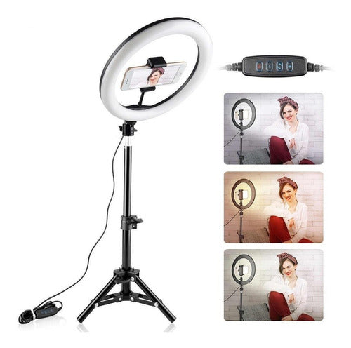 Grupoferta LED Ring Light 26cm Professional + 2m Tripod Support TikTok 4