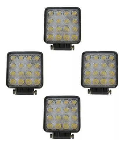 MAX TUNING Official 4-Pack Square LED Headlight Kit 16 LED 48 Watts 12/24V Motorcycle Auto 4x4 1