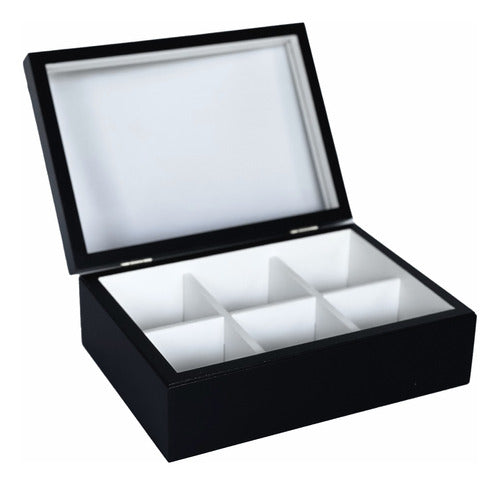 Trendy Corner Tea Organizer Box with 6 Compartments - Black 0