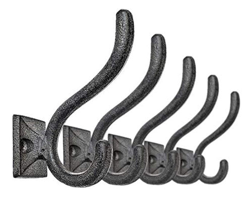 Ambipolar Rustic Cast Iron Decorative Hook Set of 5 0