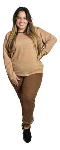 Women's Plus Size Knitted Ribbed Wool Set - Winter 1