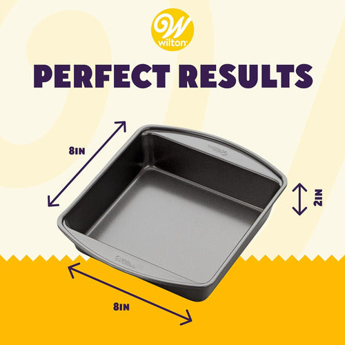 Wilton Perfect Results Premium Non-Stick Square Cake Pan, 20 Cm, Set 1