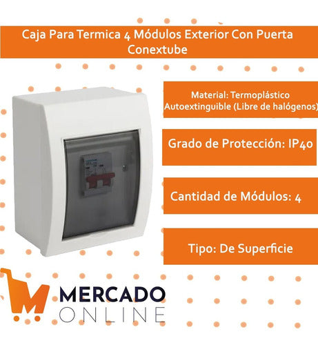 Caja Para Termica 4 Módulos Exterior Con Puerta Conextube 2