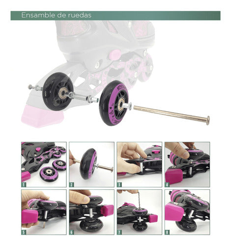 Kossok Rollers 4 Ruedas 3 En 1 Bota Ajustable Onix + Protecciones 2