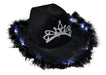 Cowboy Cowgirl LED Light-Up Hat with Feathers and Crown - White or Pink 10