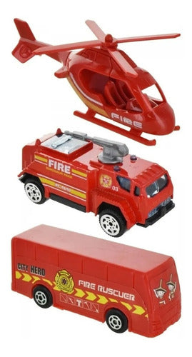 Weiye Fire Station Bus Truck Helicopter 21 Pieces 1