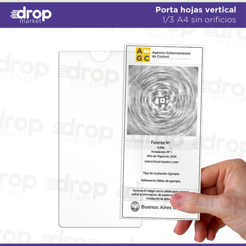 Dropmarket Exhibidor Hoja Qr Ascensor Transparente 10x21 Pack X10u 1