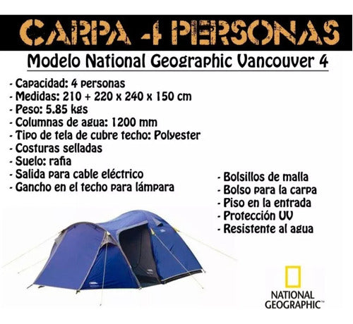 Carpas Camping National Geographic 4p Vancouver Iv Kirkor - 1