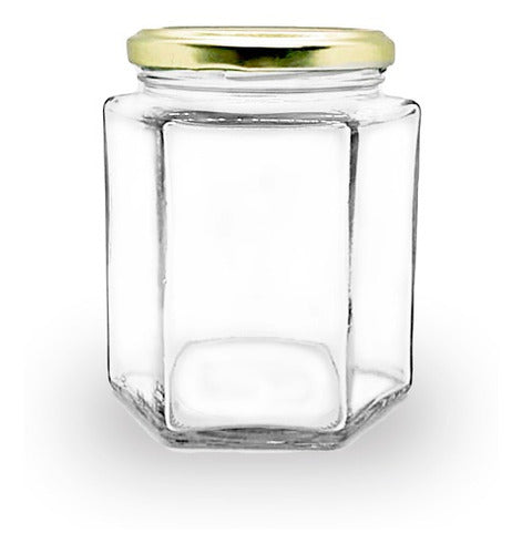 Rigolleau Hexagonal Glass Jar X 360 Cc Lid X 16 Units 0