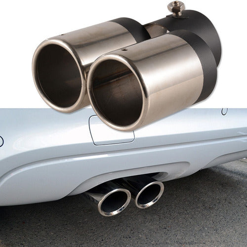 CVX Double Sports Exhaust Tip Universal Stainless Steel 3