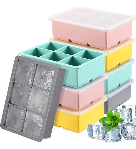 Art Home Silicone Ice Cube Tray with Lid - Large Ice Cubes for Drinks 5