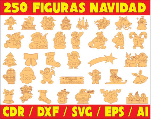 Pack of Laser Cut Vector Files - 250 Christmas Figures 0