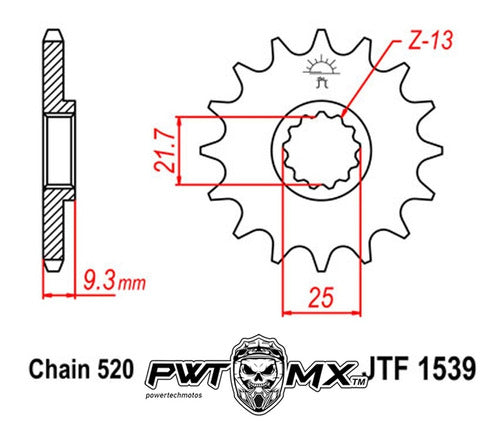 JT Sprockets Piñon Jt Con Goma Kawasaki Kle 300 Versys 2017 - 2020 2