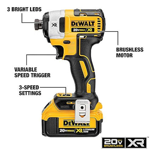 DeWalt DCF887M2 20V MAX XR Li-Ion 4.0 Ah Brushless 0.25" Impact Driver Kit 1