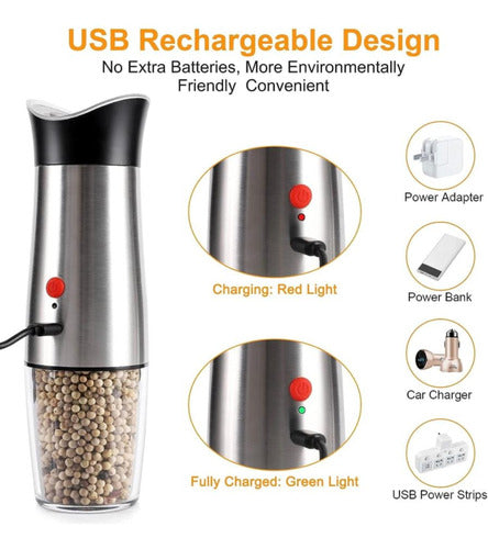 Pepper Rechargeable Electric USB Salt and Pepper Grinder 3