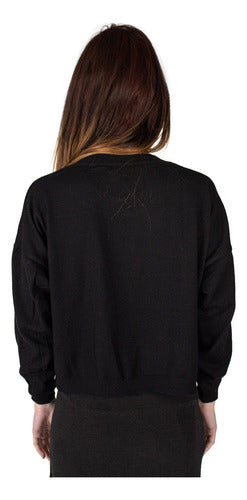 Black Acrylic Crop Sweater with Long Sleeves 1