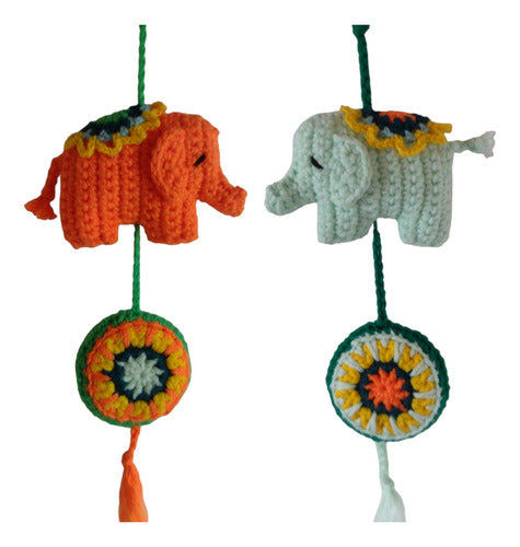 Elephant and Mandala Crochet Pendant 0