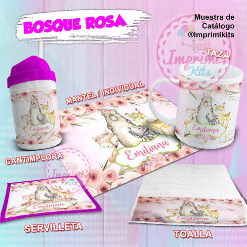 Diseños Plantillas Para Sublimar Set De Jardin Bosque Rosa 1