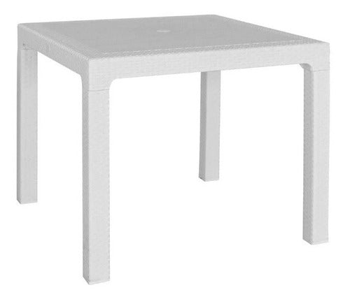 Square Plastic Rattan-like Table 70 x 70 Alejo 0