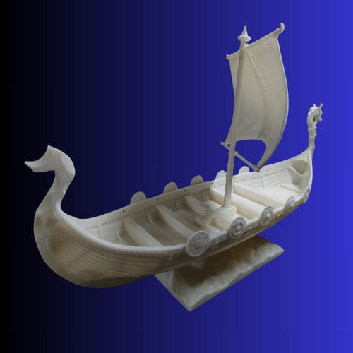 Horse3D Drakar Barco Vikingo, 40cm De Largo, Color Blanco 4