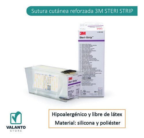 3M Steri Strip Reinforced Adhesive Sutures 10 Strips of 3x75 mm 1