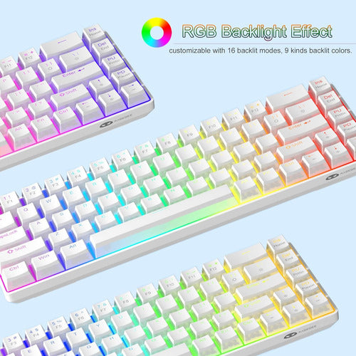 Teclado Gaming Portátil De 68 Teclas Con Luces Rgb Blanco 4