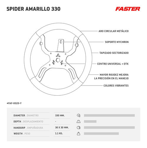 Faster Kart Spider Yellow 330 Steering Wheel by Collino 1