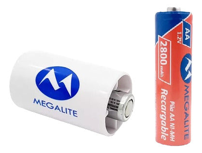 Megalite/Noga Adapter AA to D + 2 Rechargeable Batteries for Heater and Boiler 1