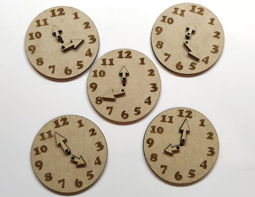 Fibrofacil MDF 5 Clocks 8cm Diameter with Hands 0