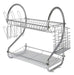 Rebaratoo Chrome 2-Tier Dish Drainer Rack for Plates, Cups, and Utensils 1