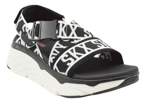 Skechers Women's Max Cushioning Trouble Maker Sandal - Black and White 0