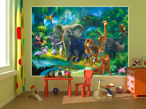 Vinilo Decorativo Pared [0ts9mpei] Jungla Animales 3