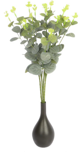 Finefish Eucalyptus Silk Artificial Flower Bouquet, Stems and Leaves Set 6