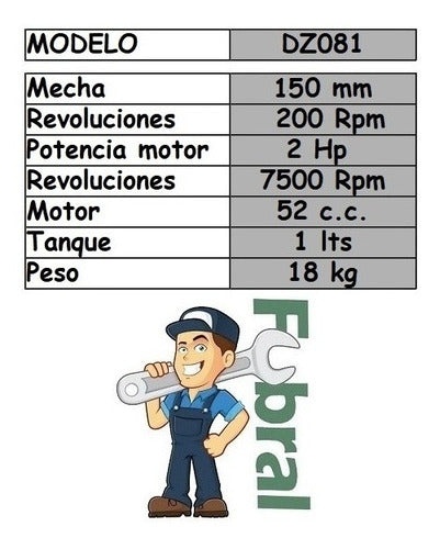 Perforadora Suelo A Nafta Con Mecha 150mm Fubral 1