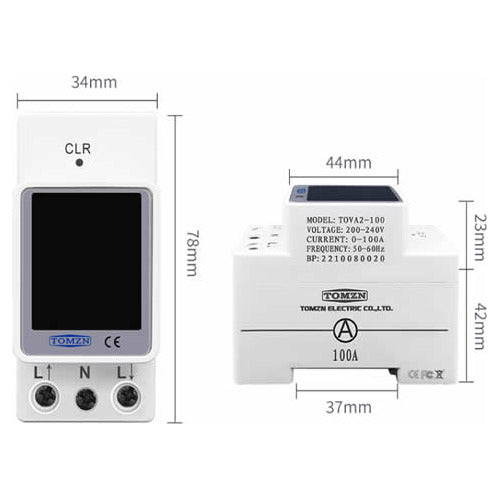 Medidor Multifuncional De Energia 110v/220v 100a Tova2 Tomzn 5