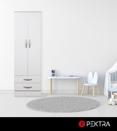 Pektra Home Placard Ropero Eco 58x182x47 Cm 2 Puertas 2 Cajones Blanco 5