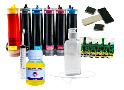 Bulk Ink P/ Epson T50 T700 Tx720+ Kit Limpeza + Tinta Mizink 0