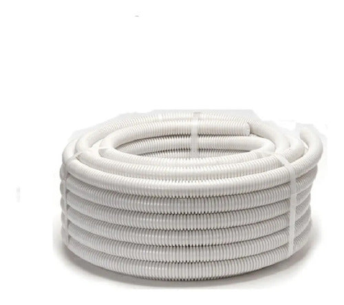 Elviplast Flexible Corrugated Pipe 2" White PVC Fireproof Roll 25 M 0