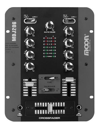 Moon Pro DJ Mixer Console MDJ 206 Stereo 2 Channels 4 Lines 0