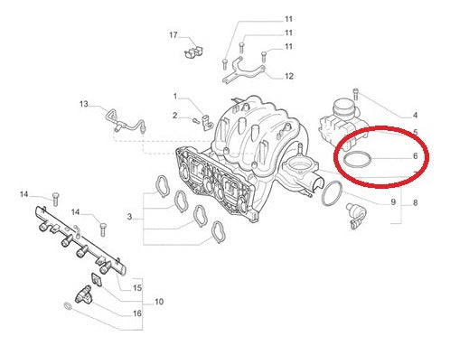 Junta Cuerpo Mariposa Fiat 500 Grand Siena Palio Original 1