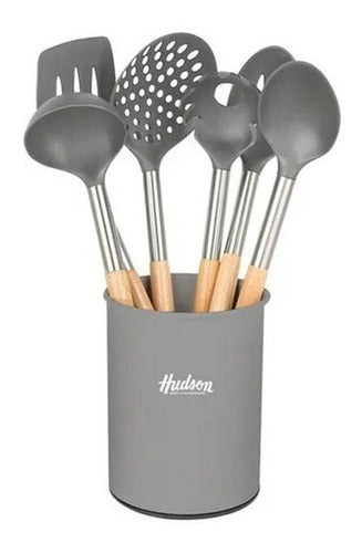 Hudson Set of 6 Nylon Utensils with Wooden Handle 0