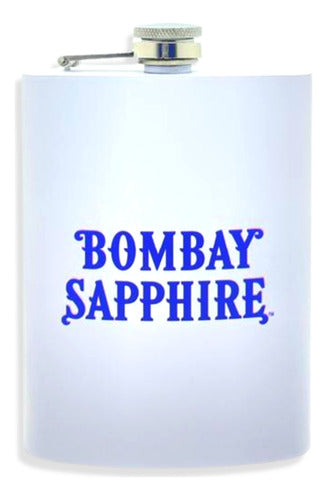 Schon Petaca Bombay Sapphire Blanca De Acero Inoxidable 8oz 236ml 0